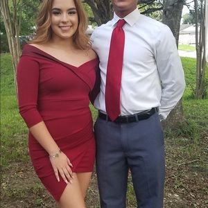 Off the shoulder long sleeve body con mini dress